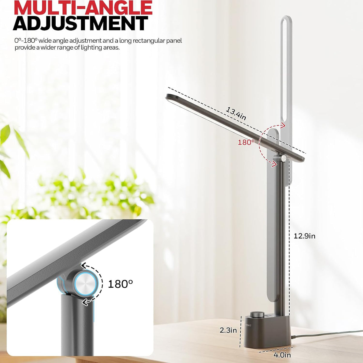 Honeywell LED Desk Lamp, Sunturalux™ Grey Desk Lamps for Home Office USB