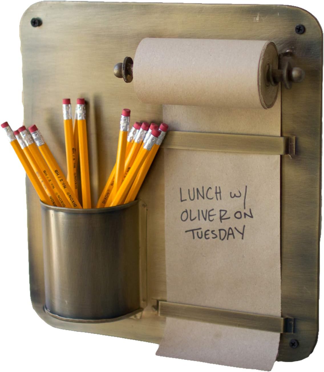 Kalalou NDE1280 Transitional Note Roll with Wall Rack with Pencil Holder in Bronze/Dark Finish, 3.00 inches