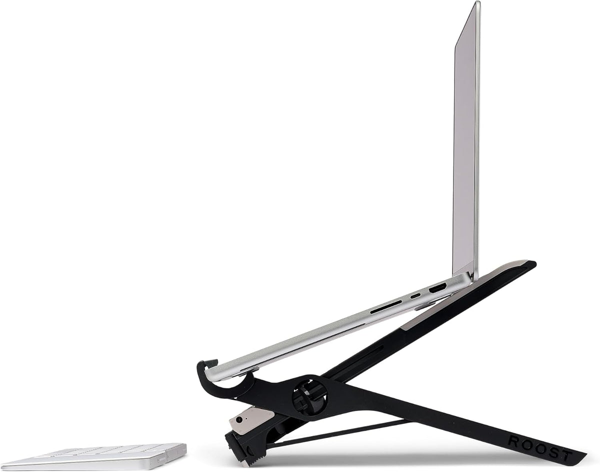 Roost V3 Plus - Ultra Portable and Adjustable Laptop Stand - Quick-Release Height Adjustment, 5 to 14 inch Screen Lift, Patented Rigid Folding Structure and Self-Adjustings Laptop Grips | Onyx Color