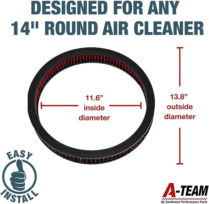 A-Team Performance High Flow Washable & Reusable Round Cotton Air Filter Element