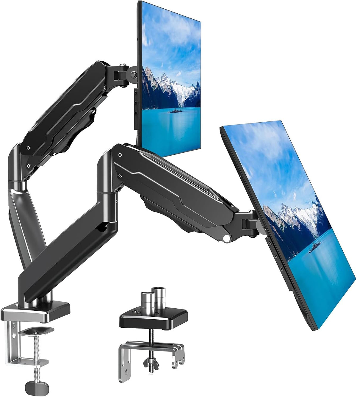MOUNT PRO Dual Monitor Mount Fits 13 to 32 Inch Screen, Height Adjustable Monitor Stand for 2 Monitors, Full Motion Display Arm Holds up to 19.8lbs Each, Computer Desk VESA Mount, Black