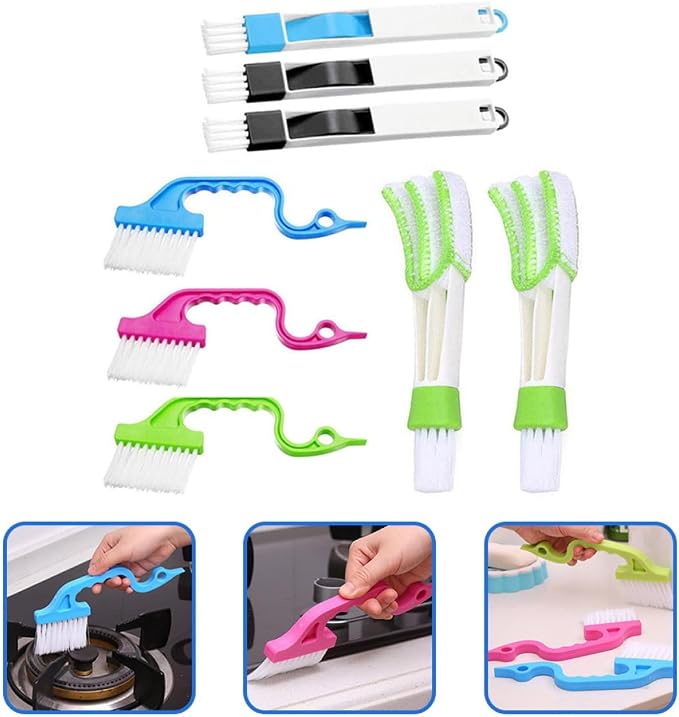 Window Groove Cleaning Brush Set 8pcs Scrubber