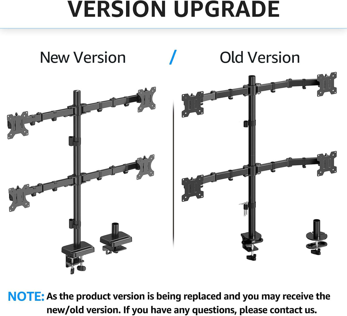 MOUNTUP Quad Monitor Stand, 4 Monitors Desk Mount for 17 to 32 inch Computer Screens, Fully Adjustable Stacked Mount with Tilt Swivel, 4 Heavy Duty Monitor Mount, Holds up to 17.6lbs per Arm