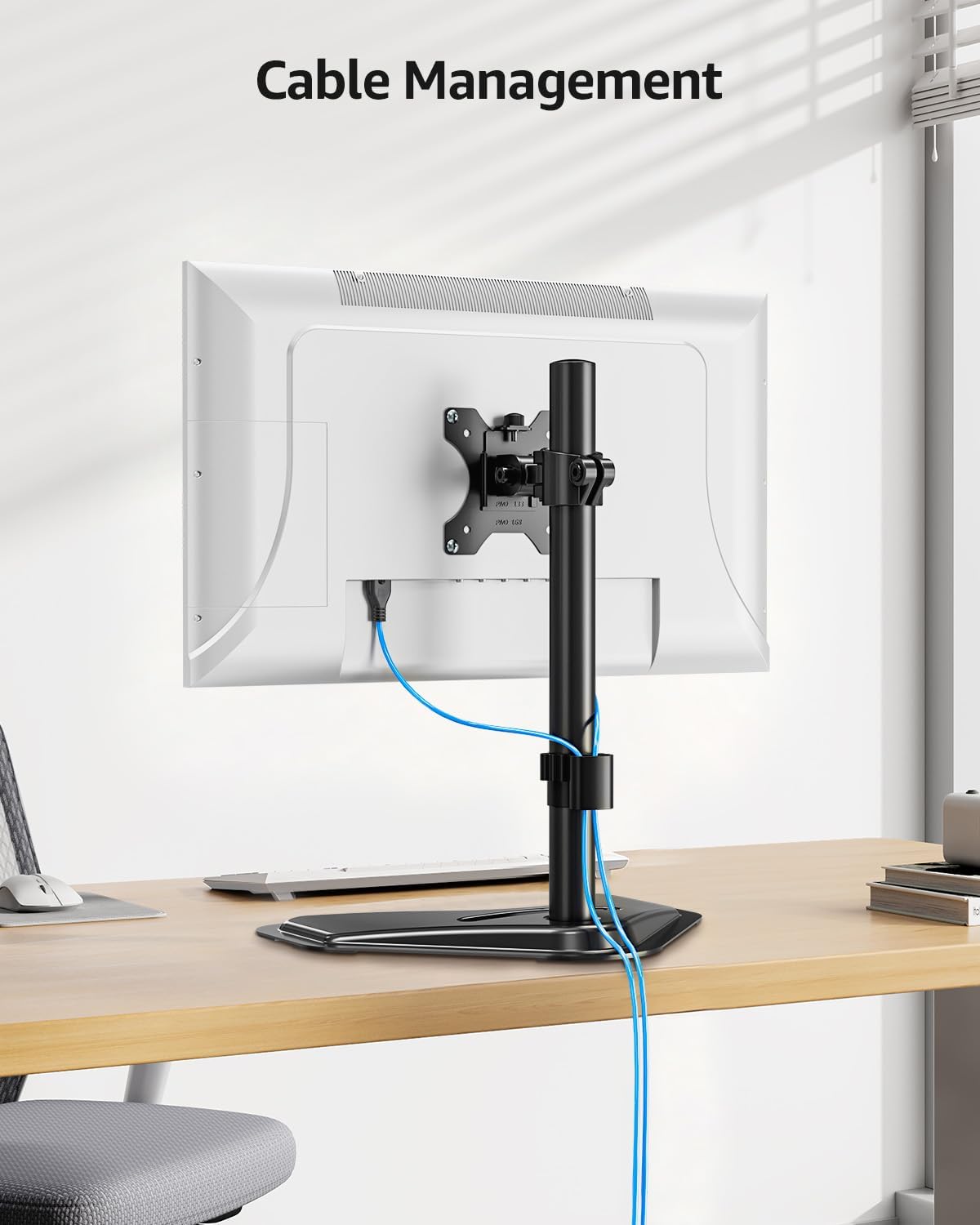 MOUNTUP Single Monitor Stands, Freestanding VESA Monitor Desk Mount fits 13'' to 32'' Computer Screen with Height Adjustable, Swivel, Tilt, Rotation, 17.6 lbs Load, For Home Office, VESA 75x75/100x100