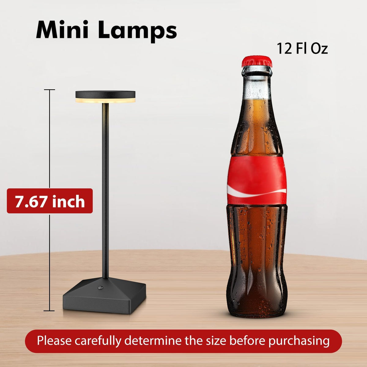 3 Pack Small Black Rechargeable Cordless Table Lamps Dimmable