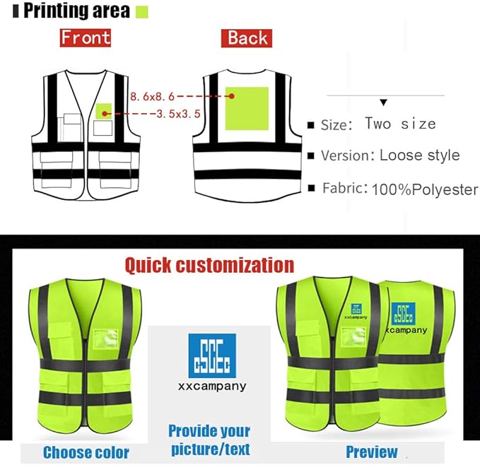 YOWESHOP High Visibility Safety Vest Custom Your Logo Protective Workwear 5 Pockets With Reflective Strips Outdoor Work Vest (Pink (M))