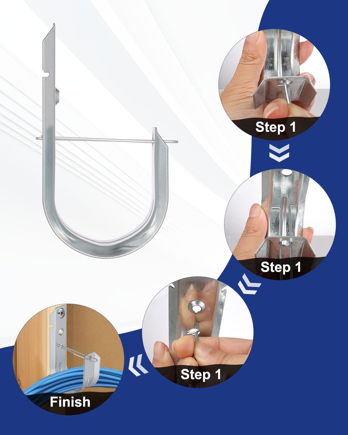 2" 50 PCS Galvanized Steel J-Hooks