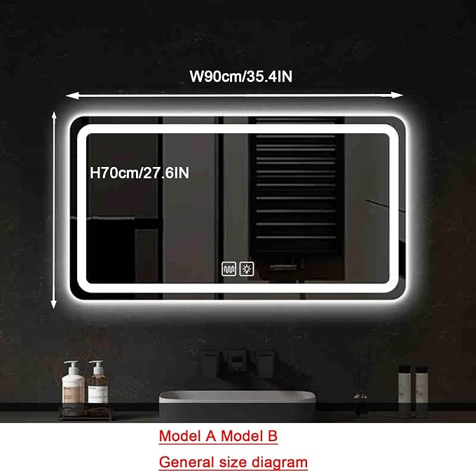 Bathroom Mirror with LED Lights，LED Bathroom Mirror，Illuminated Led Bathroom