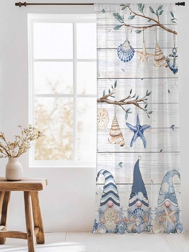 Sheer Curtains 96 Inches Long, Coastal Eucalyptus Semi Sheer Curtains Light
