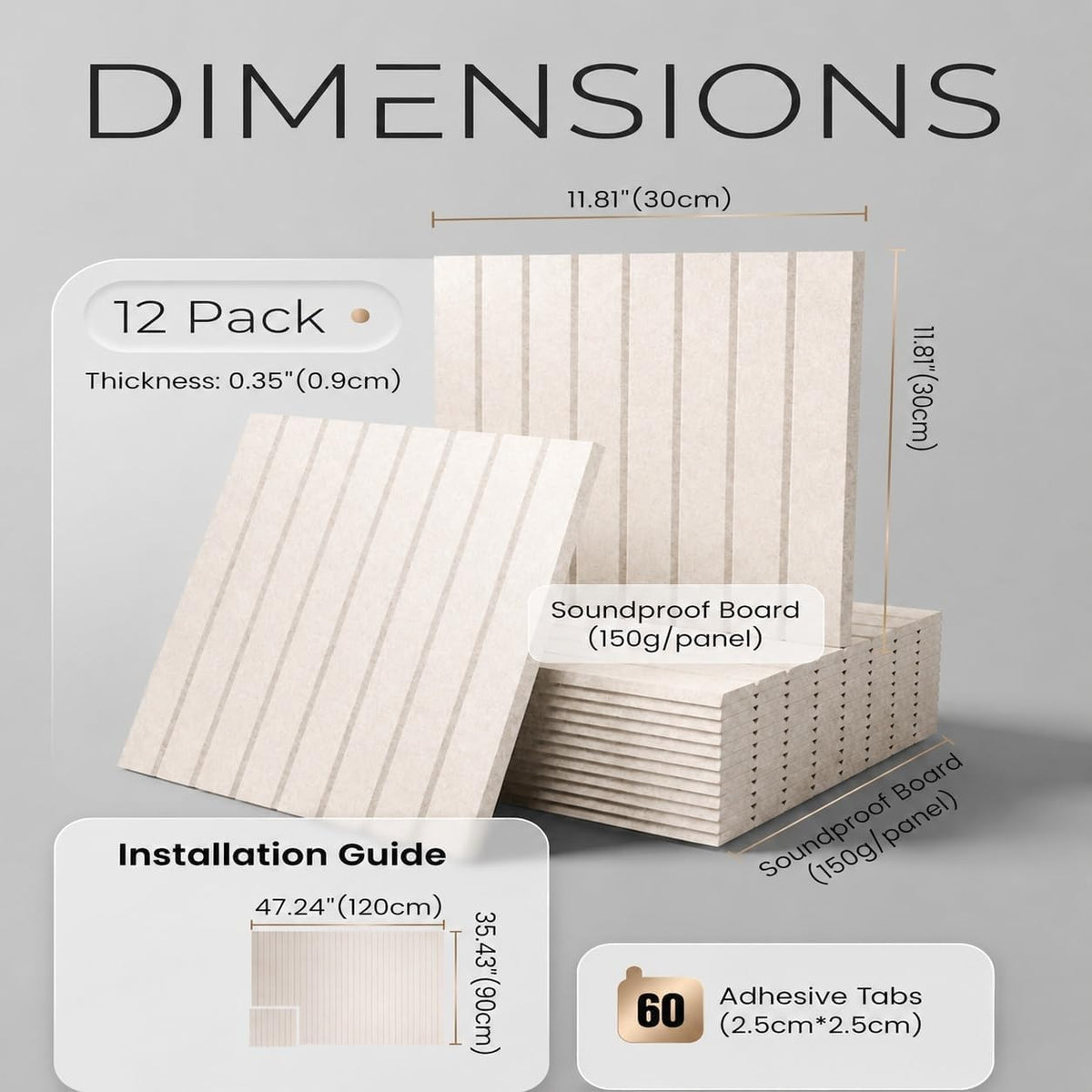 Striped Square Felt Bulletin Board Tiles, 12 Pack