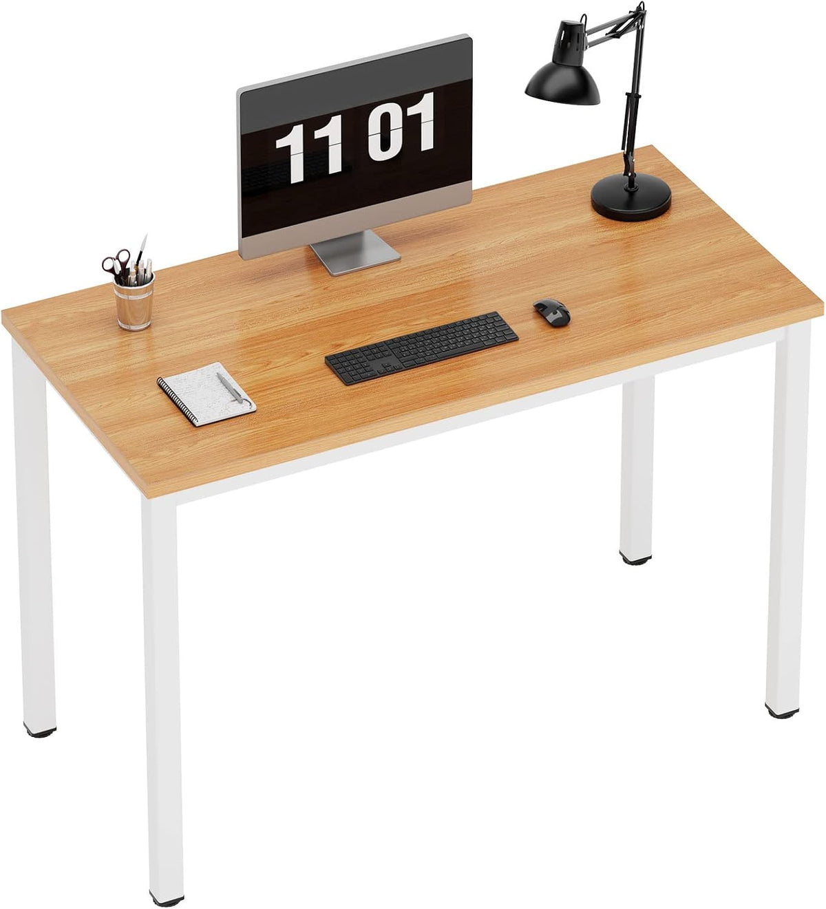 Need Small Teak Computer Desk, 39.4 Inch Sturdy Writing Desk, Compact