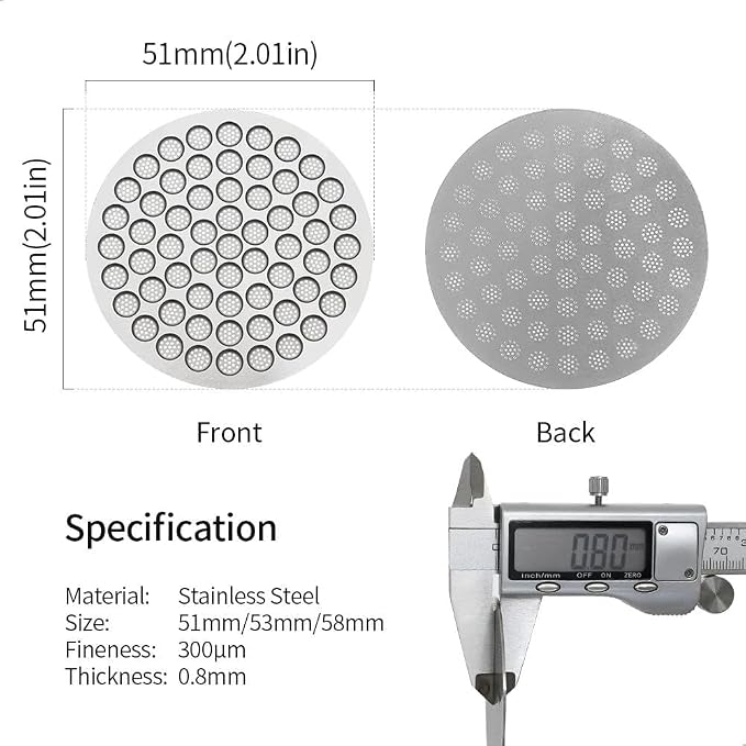 watchget 51mm Espresso Puck Screen Reusable Mesh Coffee Filter 0.8mm Thickness