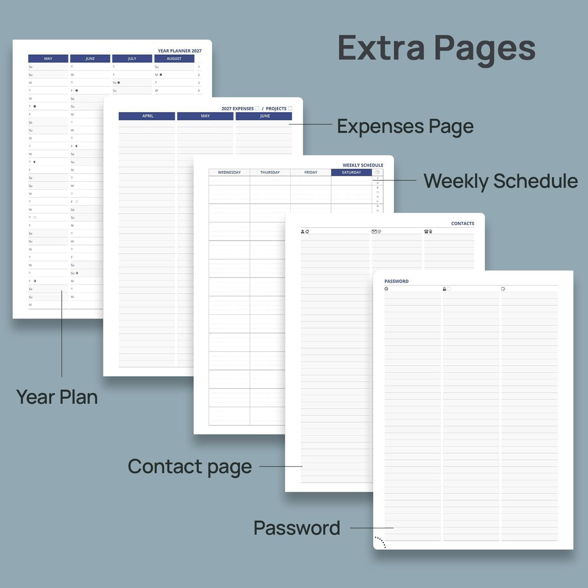 POPRUN Daily Planner 2027 One Page Per Day, 8.5"×12" Large Calendar Book