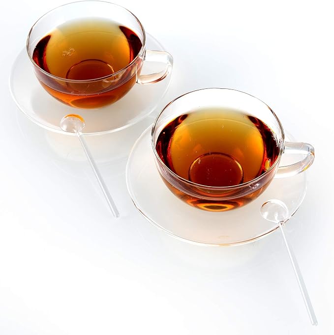 Teabloom Kyoto Teacup and Saucer Set 2-Pack – Standard Teacup Size – 6 OZ/ 180