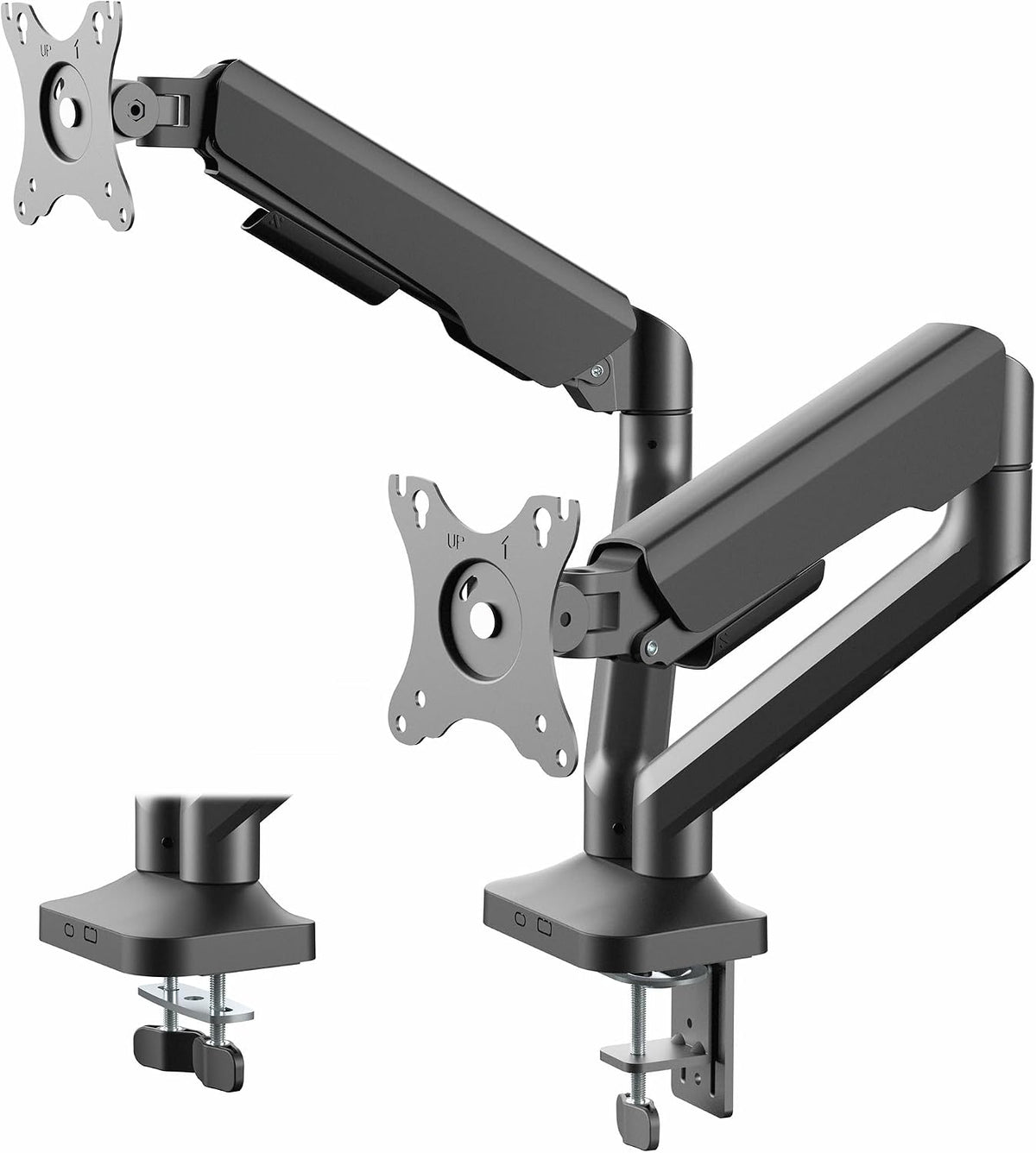 VIVO Dual Pneumatic Arm Ultra-Wide Monitor Mount for up to 35 inch Screens, Holds 26.4 lbs per Arm, Desk Mount Monitor Stand for 2 Ultrawides, Black, STAND-V200O
