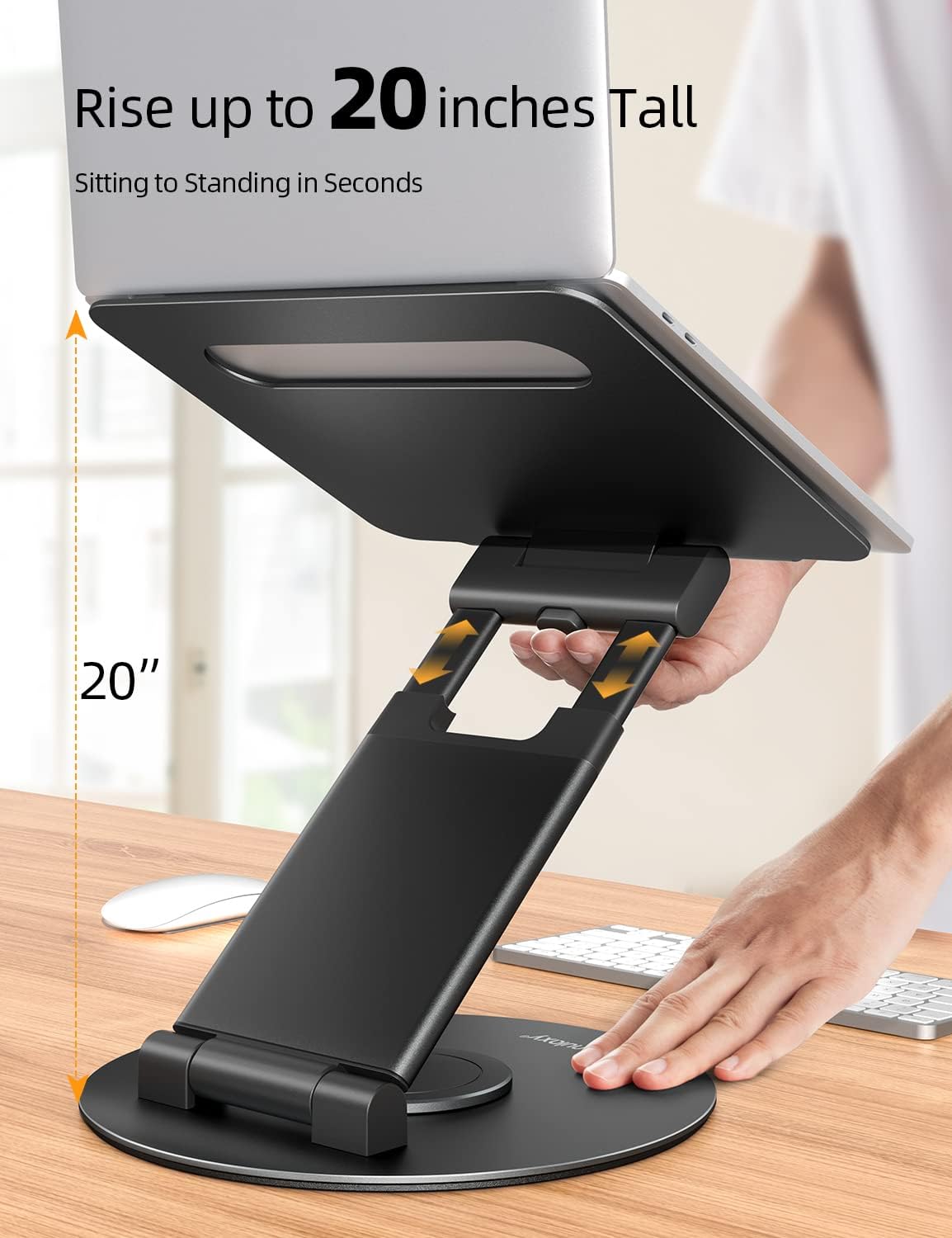Nulaxy 18" Height Telescopic 360 Rotating Aluminum Laptop Stand Desk, Black