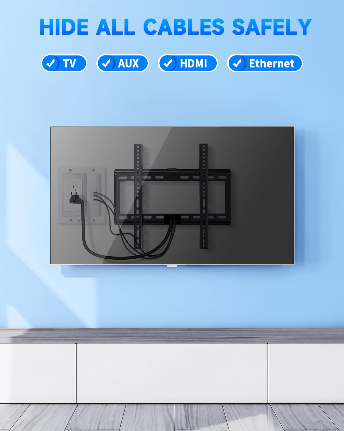 in Wall Cable Management Kit for TV, Recessed Outlet with USB, TV Cable Hider Wall Kit, Wall Cable Management for Low Voltage, TV Cord Hider for Wall Mounted TV, White