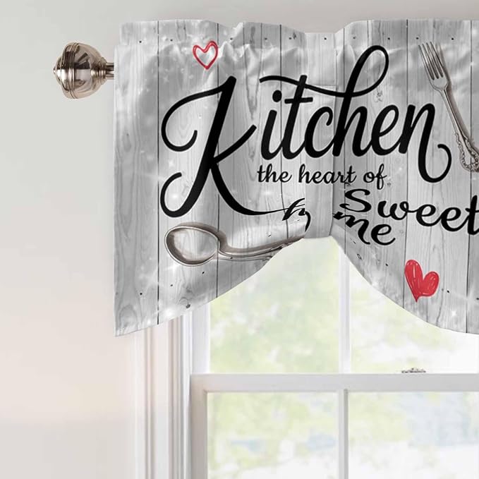 Kitchen Knife Fork Tie Up Valance Curtains