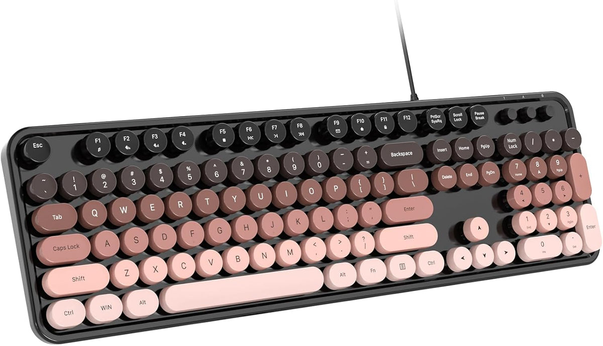 Dilter Wired Computer Keyboard, Full-Size USB Keyboard with Round Keycaps & Numeric Keypad, Plug-and-Play for Windows 7 8 10 11, PC, Laptop, Desktop, Home, Office