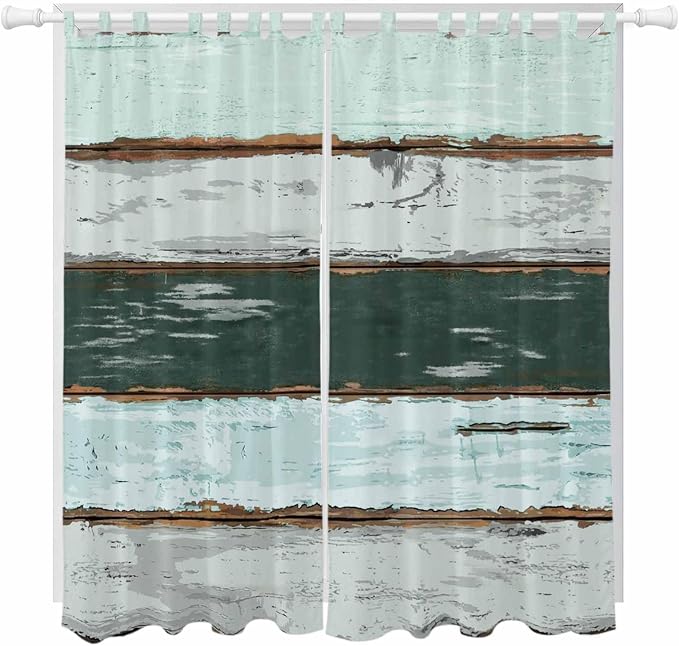 Blue Teal Living Room Curtains 96 Inch Length, Window Curtains Tab Top