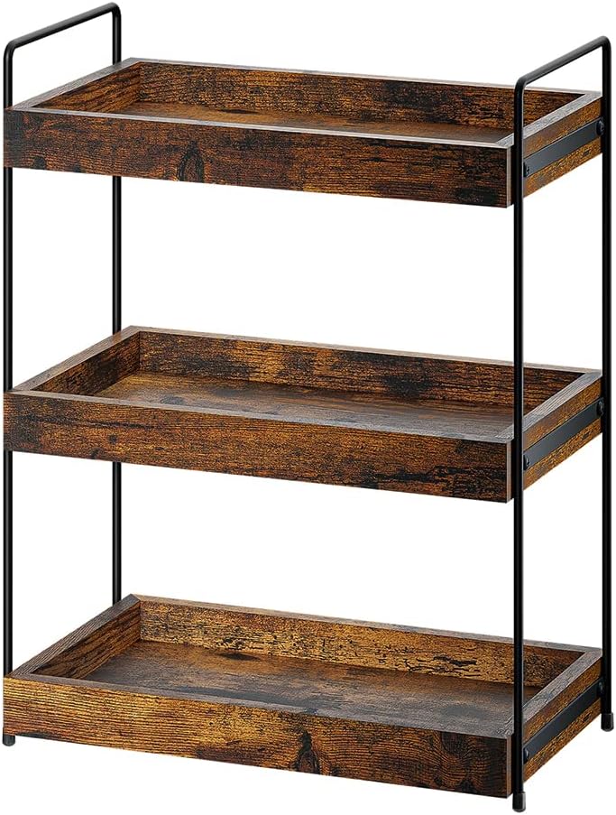 3-Tier Wood Bathroom Counter Organizer, Kitchen Spice Rack