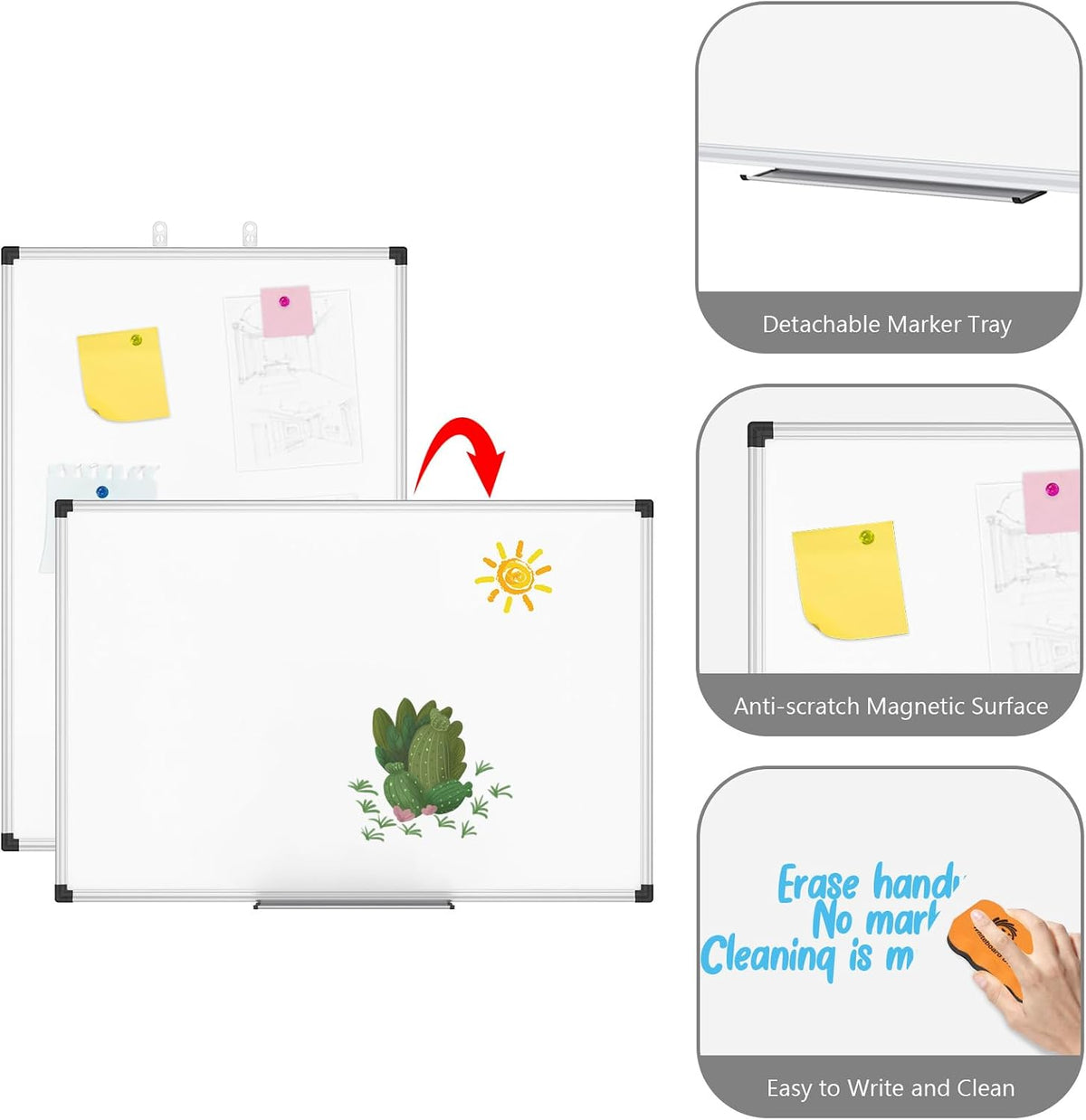 XBoard Magnetic Whiteboard 36 x 24 Inches