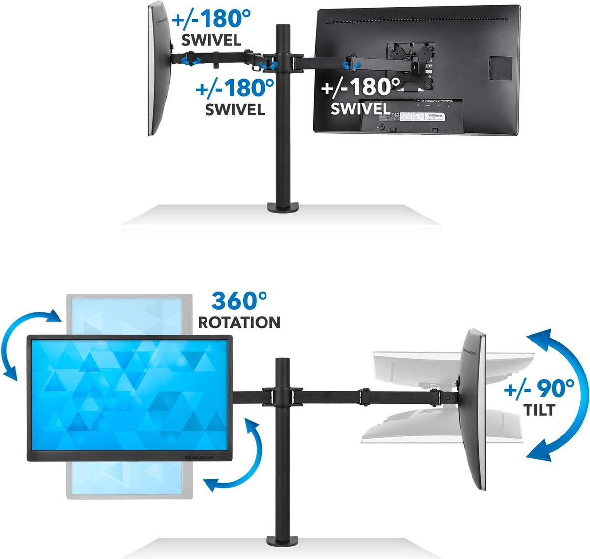 Mount-It! Dual Monitor Desk Stand, 19-32" Screens