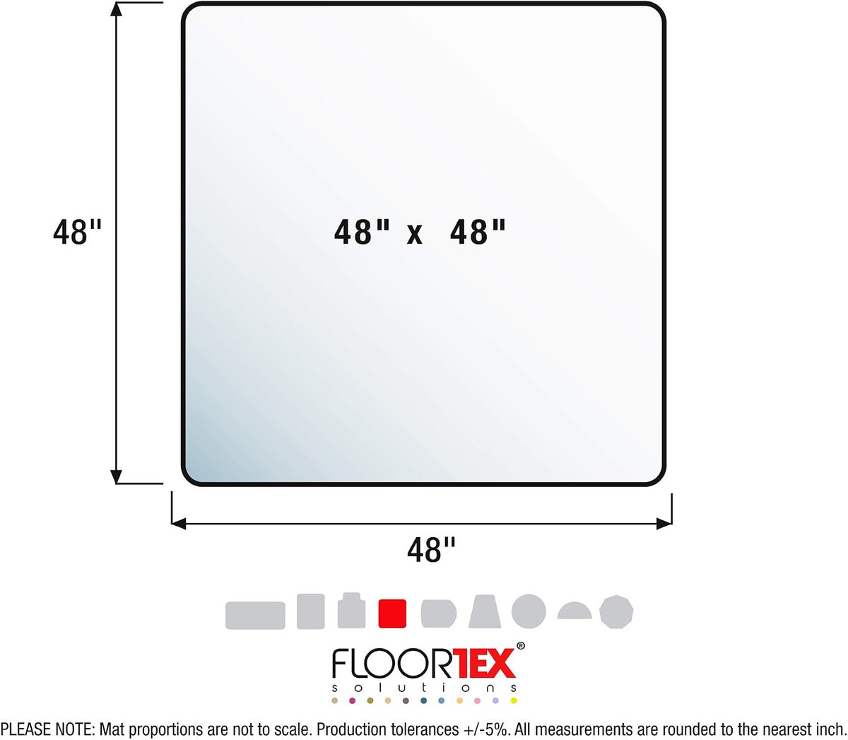 Floortex Polycarbonate Chair Mat 48" x 48" for Low/Medium Pile Carpets