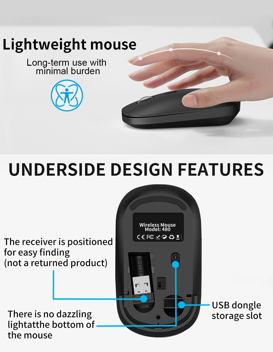 Wireless Keyboard and Mouse Combo, Slim Compact Full Size Flat Keyboard with Calculator Button, Silent Computer Mouse, 2400 DPI, 2.4G USB Cordless Set Suitable for Laptop PC Windows Mac - Gray ﻿