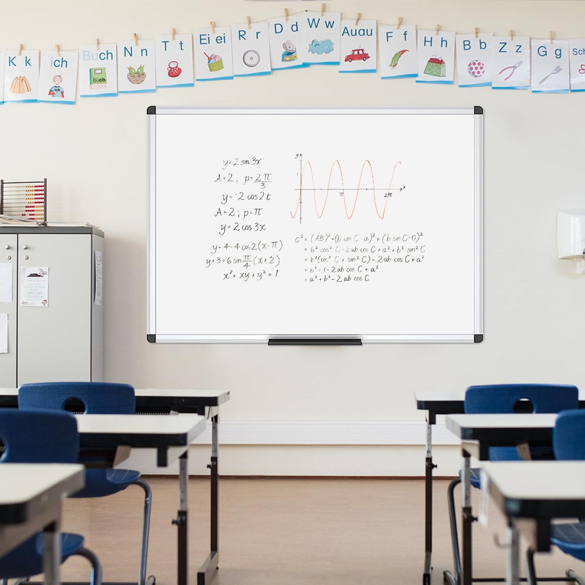 VIZ-PRO Magnetic Whiteboard/Dry Erase Board, 48 X 36 Inches, Silver Aluminium Frame