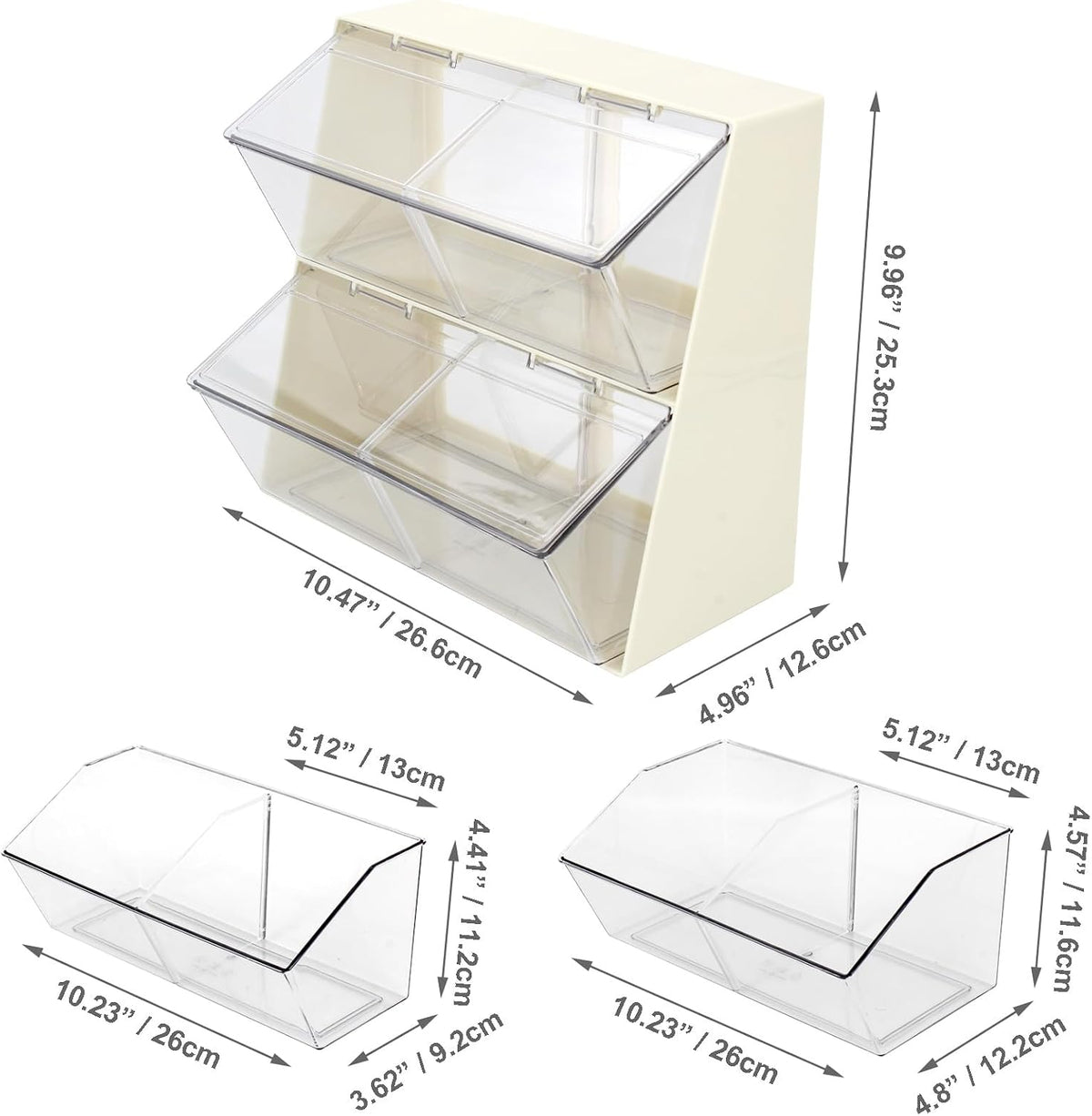 Bokelai Creamer Holder Plastic Tea Bag Organizer with Lid Large Capacity K Cup Countertop Organizer Versatile Desk Storage Station for Capsule Suger Pods Face Mask Cream/Clear