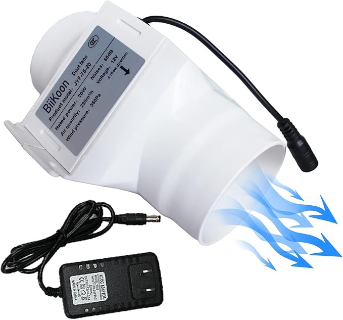 3“ Inline Duct Fan 12V 20W Inline Exhaust Blower Plastic Air Extractor Booster