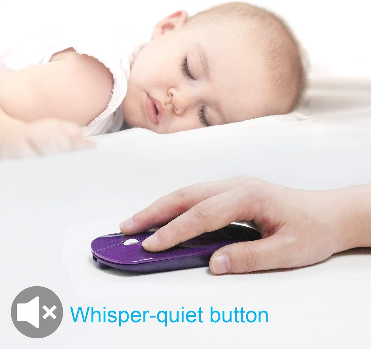 FENIFOX Bluetooth Mouse Slim, Whisper-Quiet Mini Flat Portable Mobile Mice Rechargeable Compatible with Laptop,PC,Android Windows Tablet - Deep Purple
