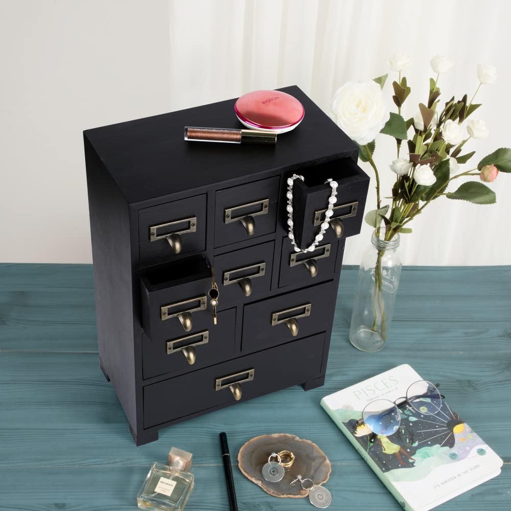 Apothecary Drawers Apothecary Cabinet with Drawers, Black