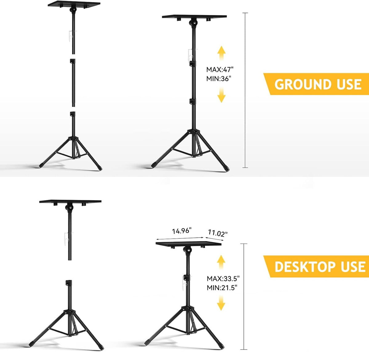 Facilife Projector Stand Tripod - Laptop Tripod Projector Stand Adjustable Height 22 to 47 Inch, Projector Tripod Stand, Tripod for Projector, Projector Stand for Outdoor Movies