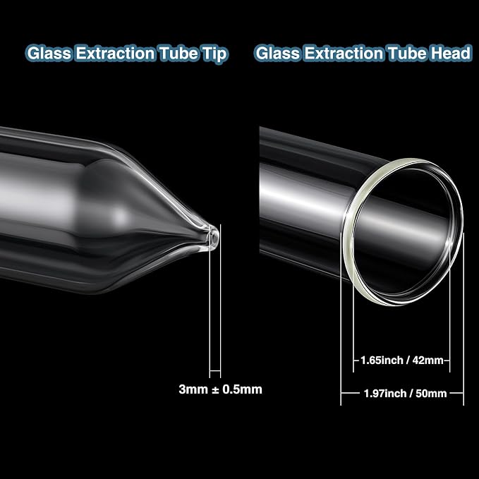 Chunful Glass Extractor Extraction Filter Tube 30" Long 50mm Diameter Thick and