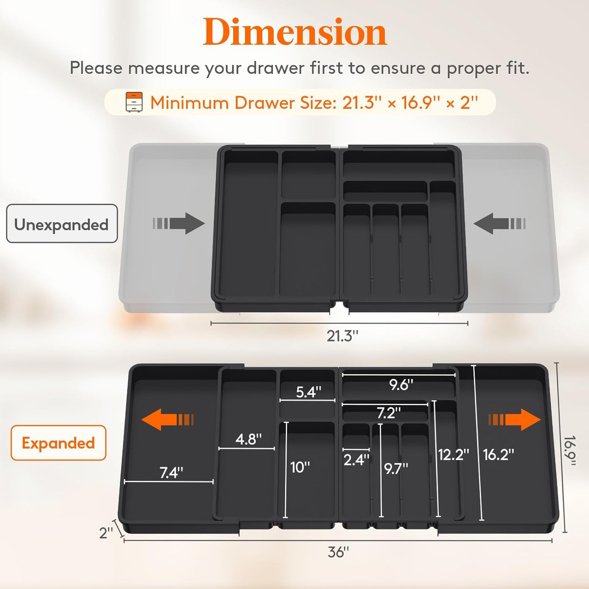 Lifewit Utensil Organizer for Kitchen Drawer, Expandable Cooking Tray