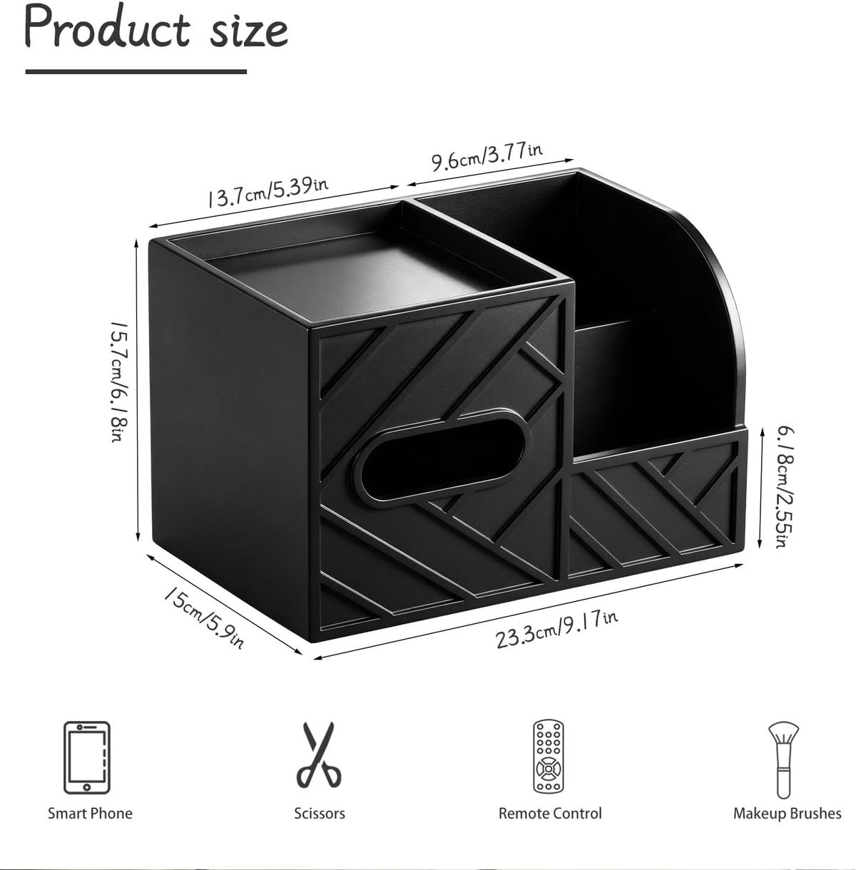 Aesthetic Tissue Box Cover,Remote Control Tissue Holder with Storage Tray