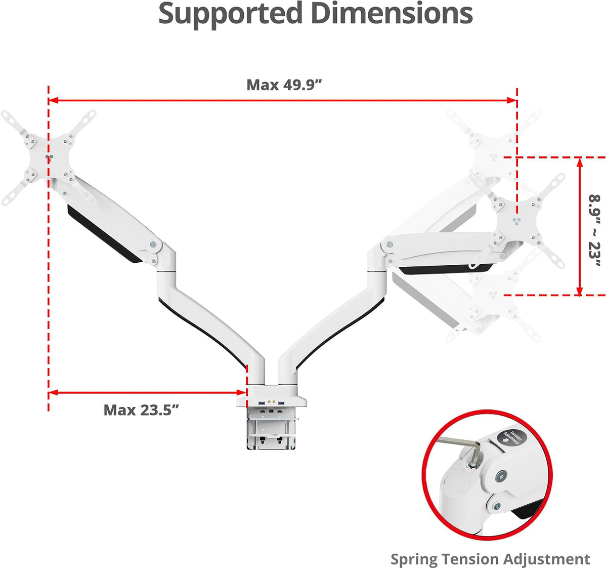 SIIG Dual Monitor Desk Mount, 17"-35", 33 lbs, VESA 75/100, CE-MT3211-S1