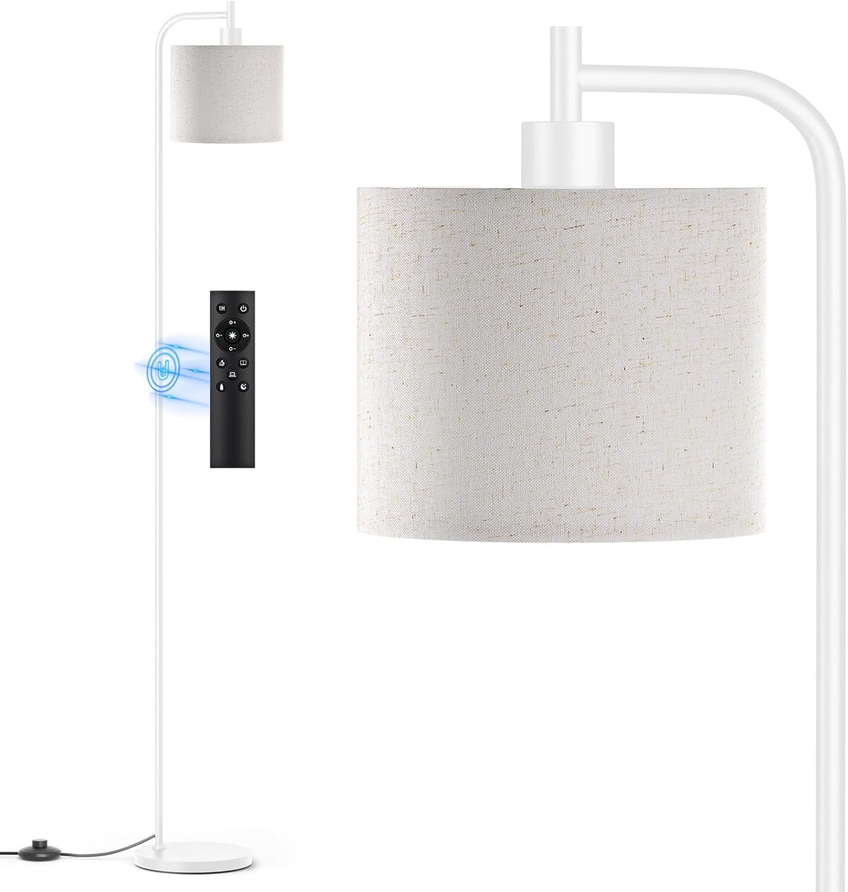 SIBRILLE Floor Lamp for Living Room, Tall Standing Lamp with Linen Shade