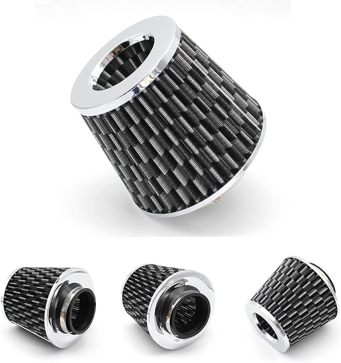 Universal Clamp-On Cold Intake Cone Air Filter 3", Washable Filter, High Flow