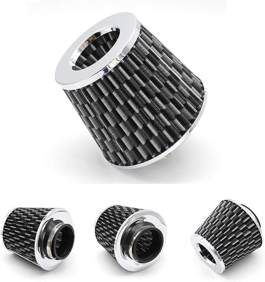 Universal Clamp-On Cold Intake Cone Air Filter 3", Washable Filter, High Flow