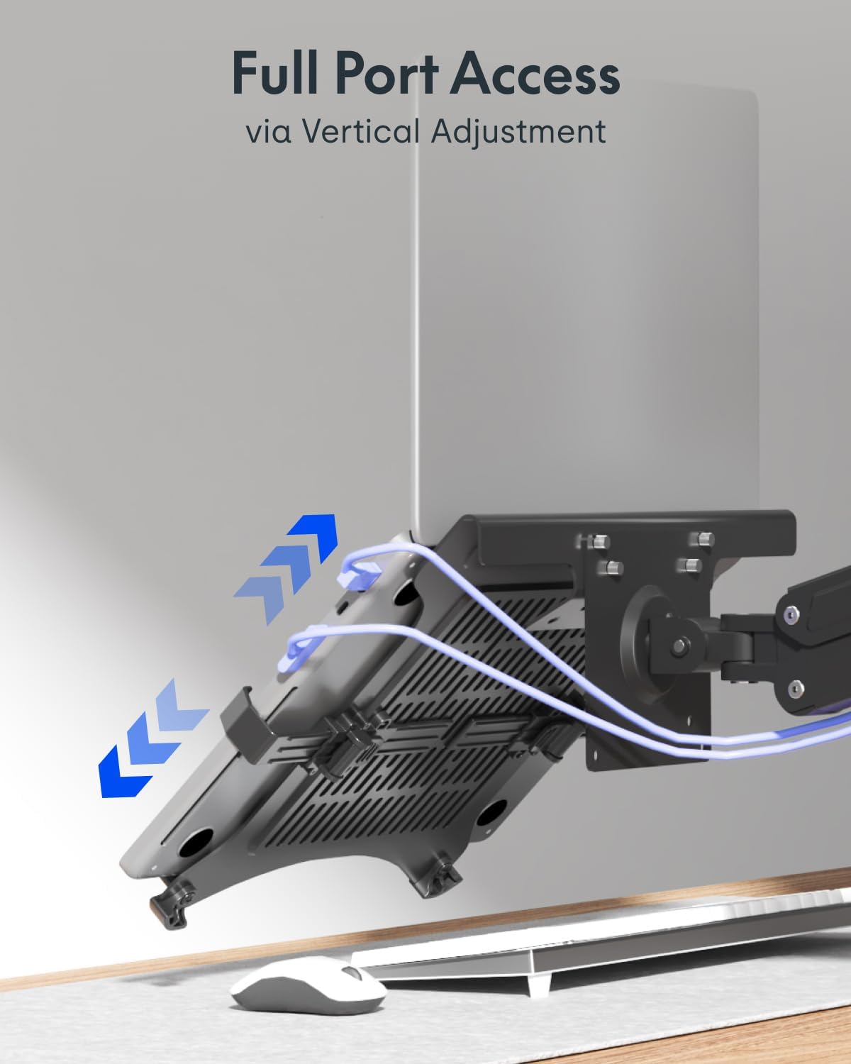 FlexiSpot Laptop Mount, Dual Monitor Arm with Laptop Tray, Fits Up to 32 Inch Monitor and 17.3 Inch Notebook, Full Adjustable Gas Spring Holds up to 19.84lbs per Arm for Office & Home, Black