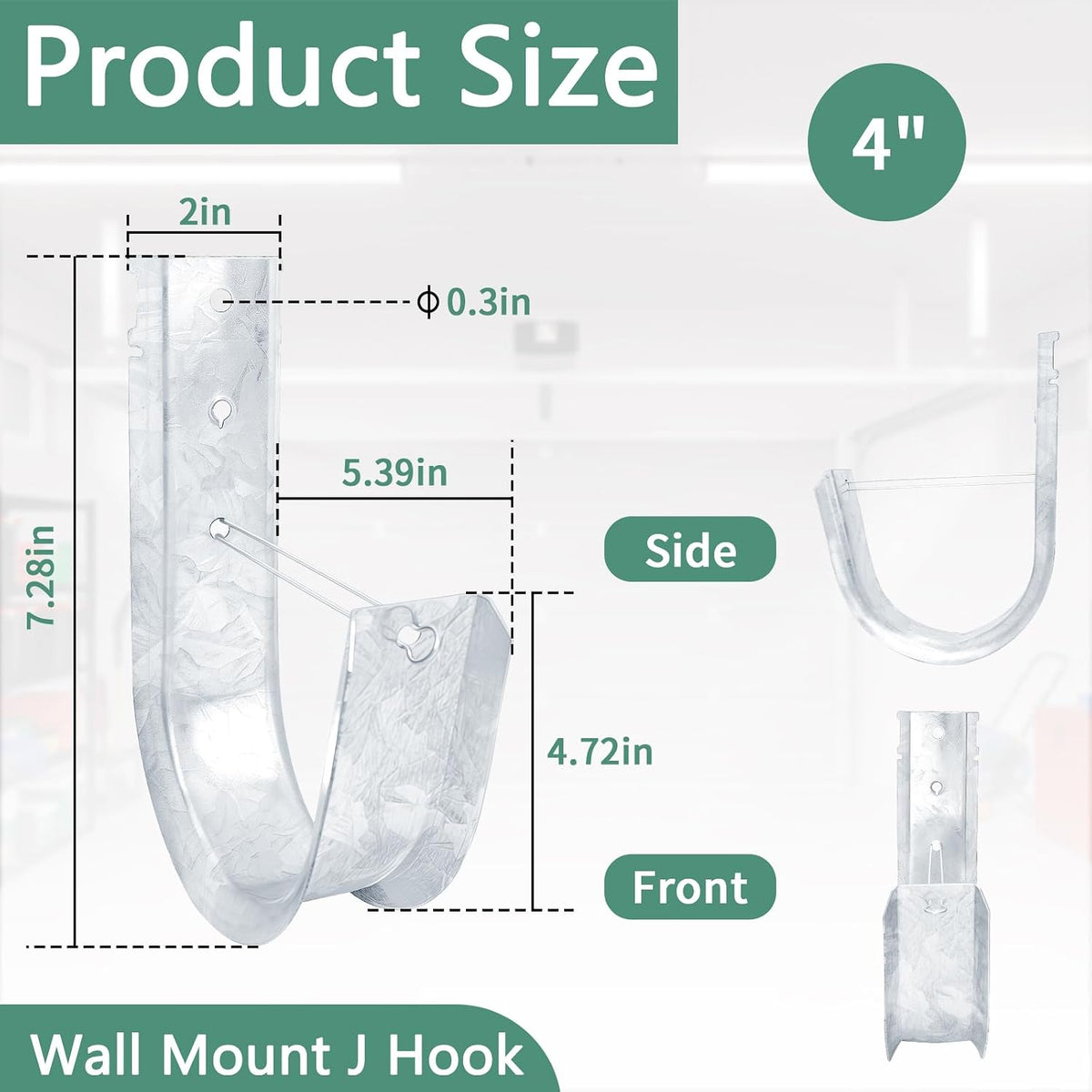 4-Inch Cable Support J Hooks with Retainer Clips, Wall Mount, 10 Pack