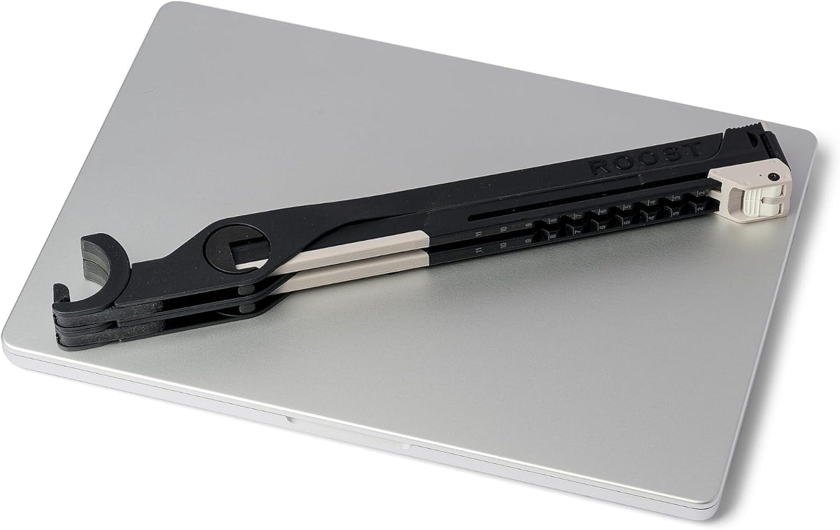 Roost V3 Plus - Ultra Portable and Adjustable Laptop Stand - Quick-Release Height Adjustment, 5 to 14 inch Screen Lift, Patented Rigid Folding Structure and Self-Adjustings Laptop Grips | Onyx Color