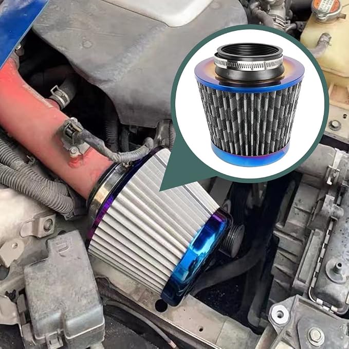 Cold Air Intake Filter, High Performance, Washable Filter, Clamp-On Replacement