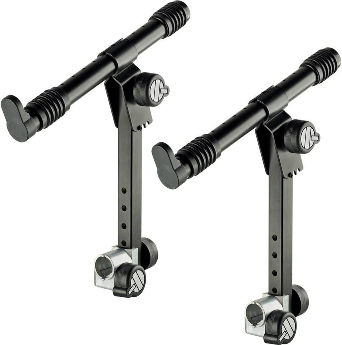QUIK LOK QLX3 Adjustable Second Tier Add-on Arms for X-Style Keyboard Stands - Heavy Duty Steel Dual Support Extensions with Grip-Lok 30 System, Fully Adjustable Height & Angle, Black