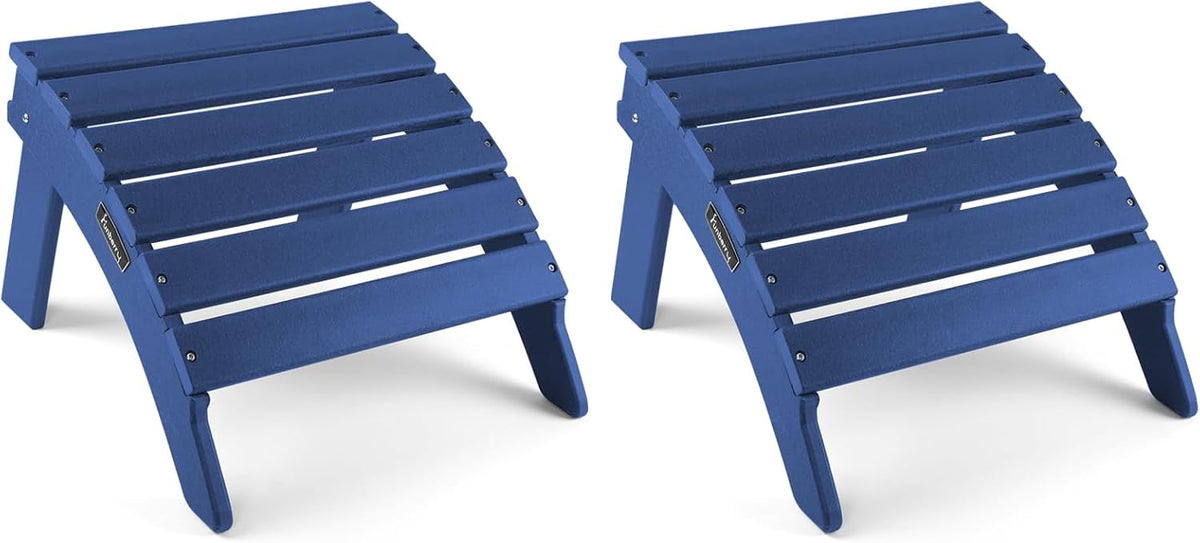 Folding Adirondack Ottoman Set of 2, Outdoor Foot Rest, Patio Footstool