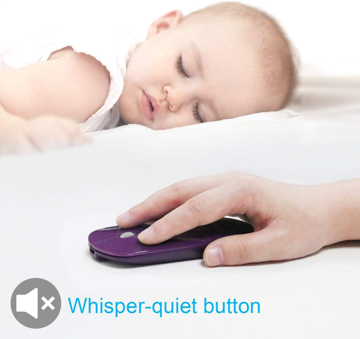 FENIFOX Bluetooth Mouse Slim, Whisper-Quiet Mini Flat Portable Mobile Mice Rechargeable Compatible with Laptop,PC,Android Windows Tablet - Deep Purple