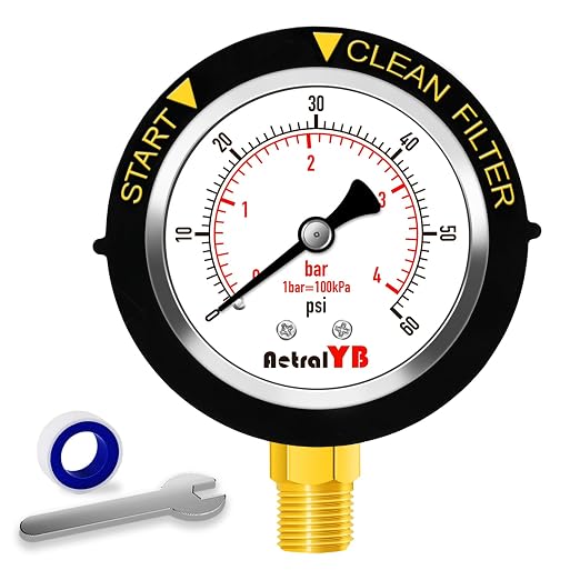 0-60PSI Pool Filter Pressure Gauge, 2 inches Dial, 1/4" NPT Bottom Mount